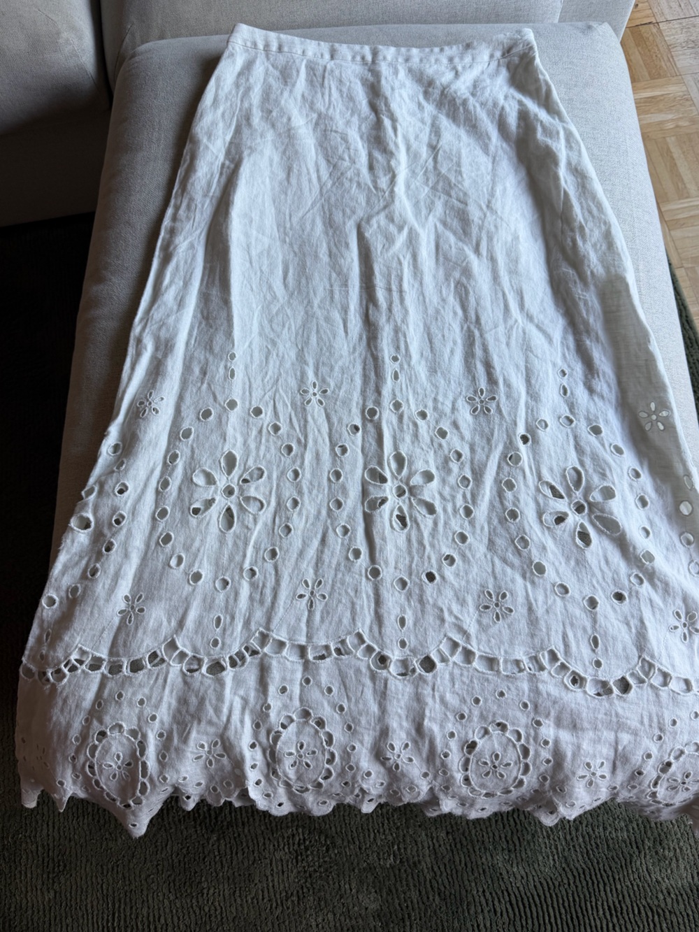 Madewell White Eyelet Midi Skirt